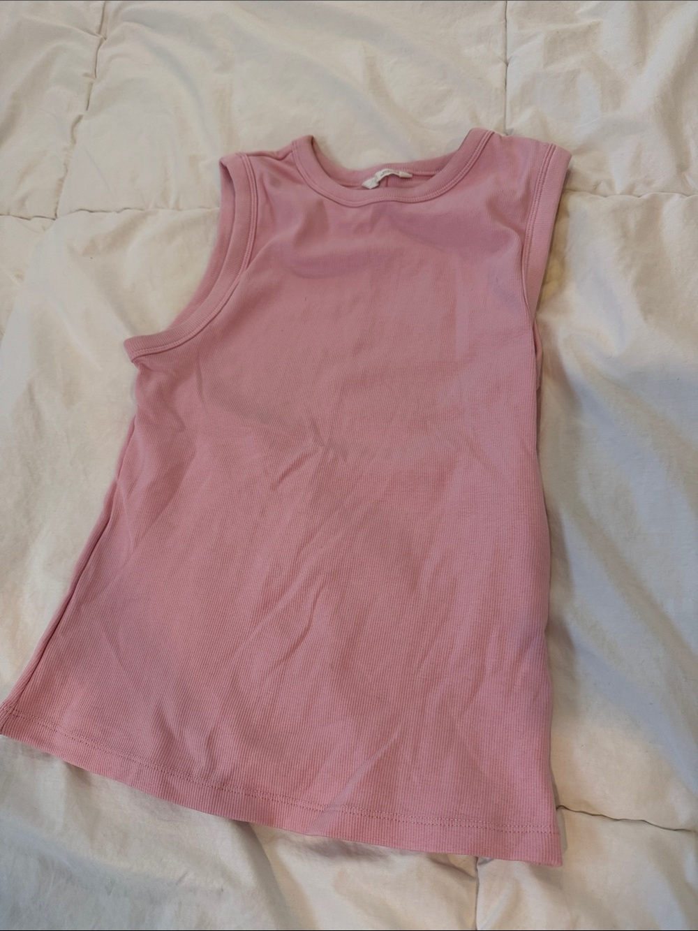 Zara Light Pink Ribbed Crewneck Tank